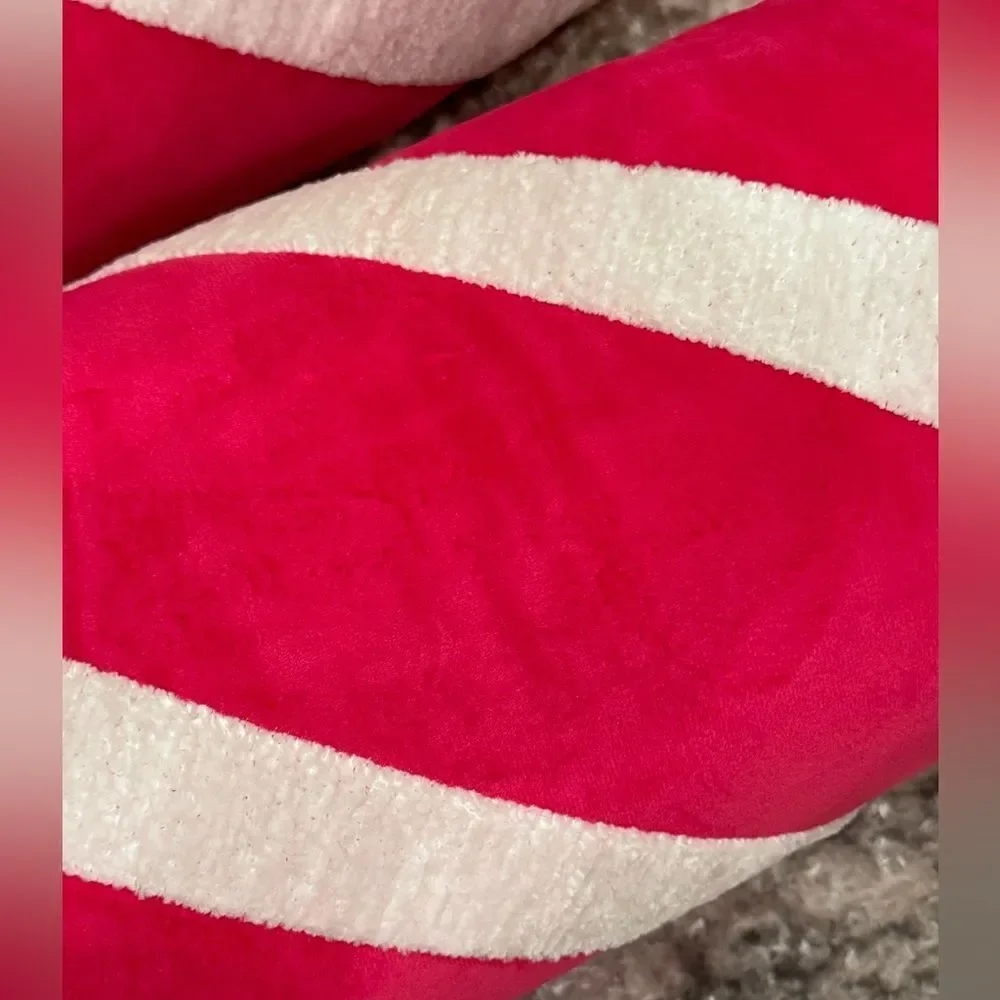 Set of 2 Novogratz Bright Fucsia Pink and White Rolled Christ as Candy Pillows
